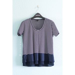 J. Crew | Pleated Chiffon-Hem Striped Tee